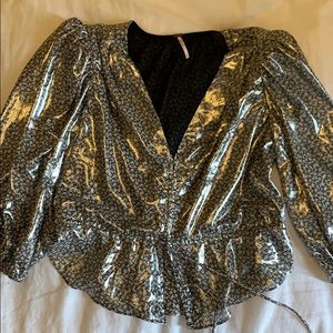Silver free people shirt NWOT